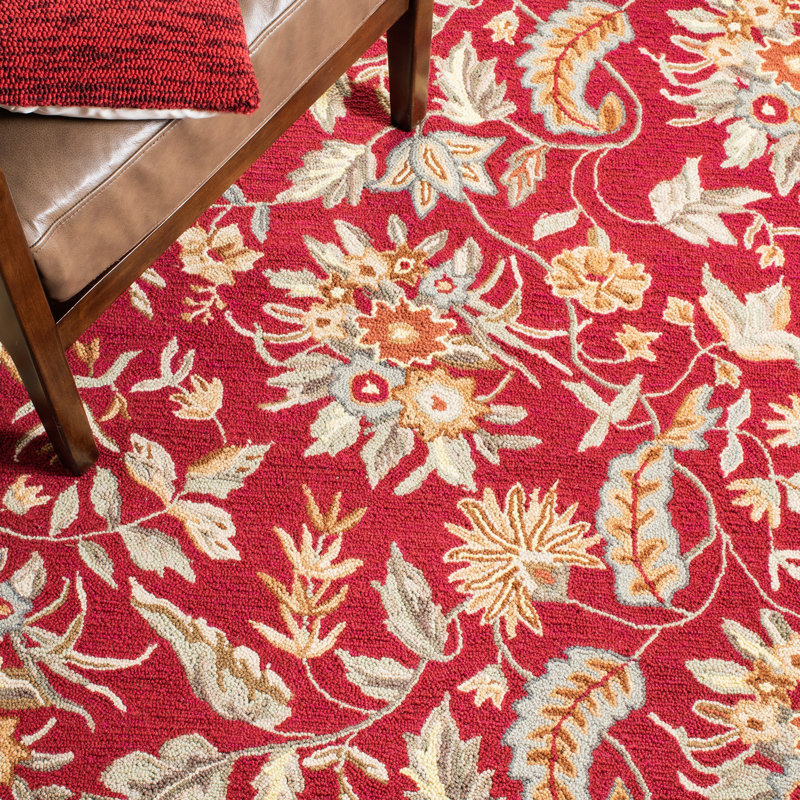 Hollander Oriental Handmade Tufted Wool Red Area Rug, Rectangle 1'8" x 2'6"