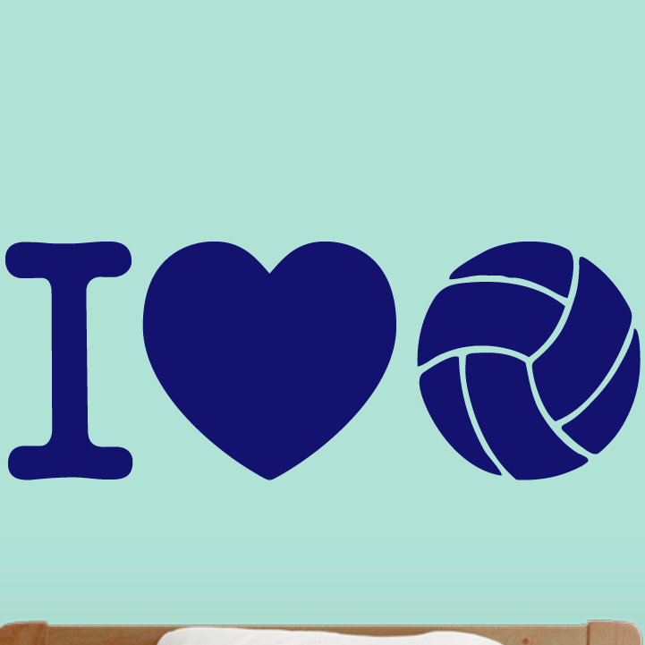 Décalcomanie murale i love volleyball, Bleu marine