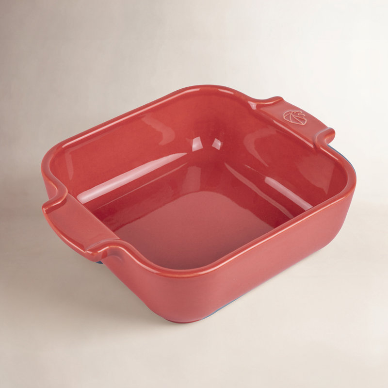 Petite Individual Square Ceramic Casserole, Red