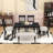 6Pcs Farmhouse Dining Set with Wood Table, 4 Cushioned Chairs and Bench for Space-Saving-1025137437