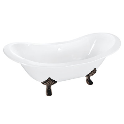 Baignoire sur pattes ovale en fonte à double pattes 61 pouces Kingston Brass Aqua Eden (sans perçage de robinet)