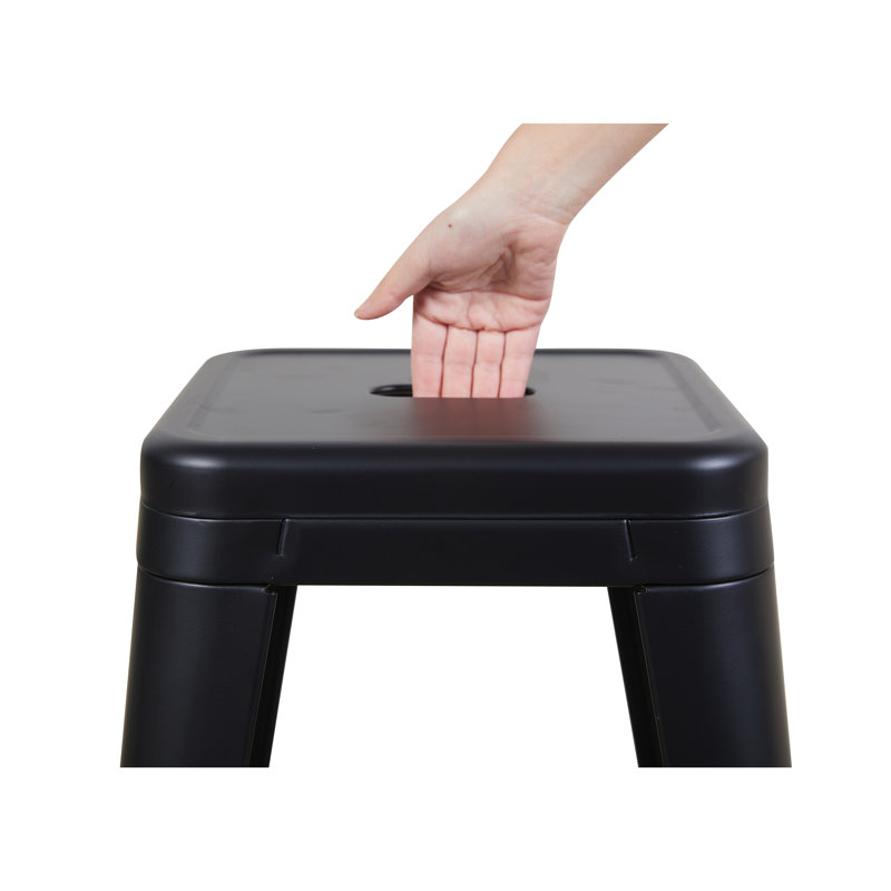 Ensemble de 2 tabourets de comptoir en métal noir mat, tabourets de bar sans dossier de 30 pouces pour la salle à manger, 2
