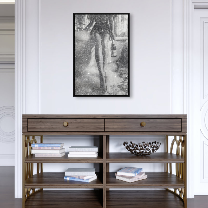 Bubbly Midnight Fashion Canvas Print by Oliver Gal, Black Frame, 10 x 15, 17"H x 25"W, Black Floater Frame