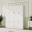 Garde-robe moderne blanche avec 2 zones de suspension, 3 tiroirs et plusieurs compartiments de rangement