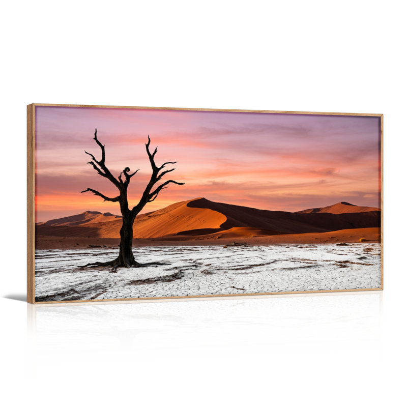 Ensemble de 1 tableau sur toile « Coucher de soleil dans le désert »., 58“W x 28”H, Natural