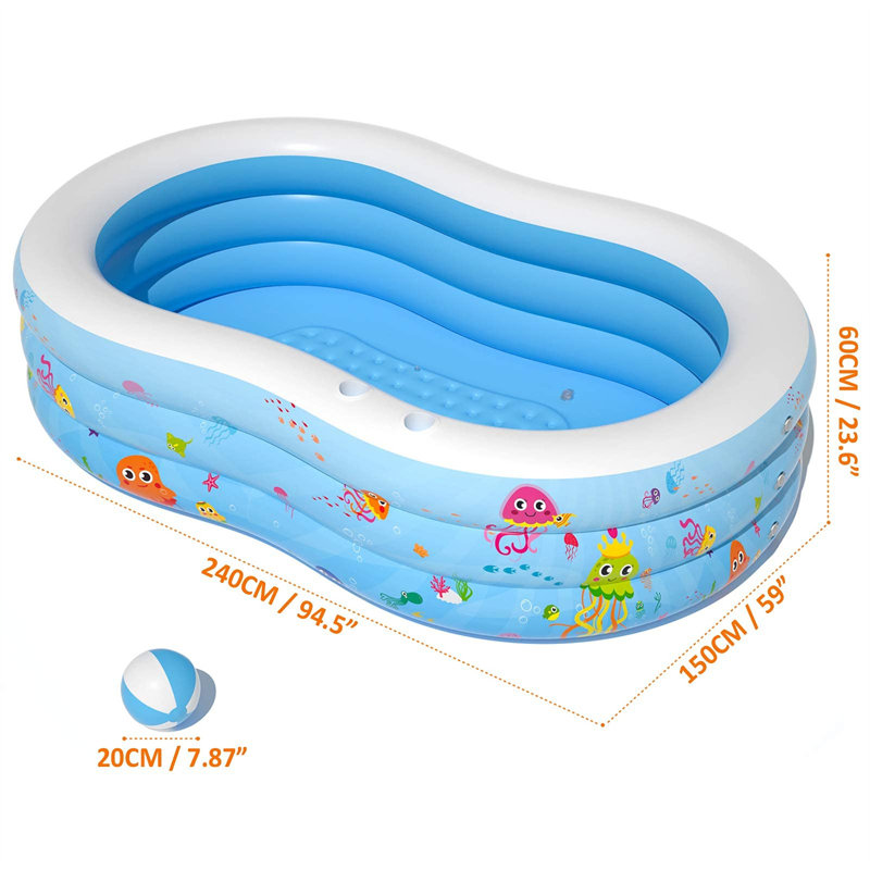 Cathleen Plastic Rectangle Inflatable Pool 60cm H x 240cm W x 240cm L