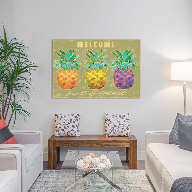 «Island Time Pineapples II» par Beth Grove, reproduction sur toile tendue sur châssis, H 8 po x l 12 po x P 0,75 po