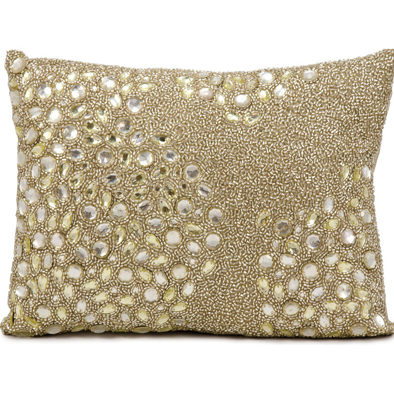 Luminescence Sequined Throw Pillow, 10" H x 14" W, Red