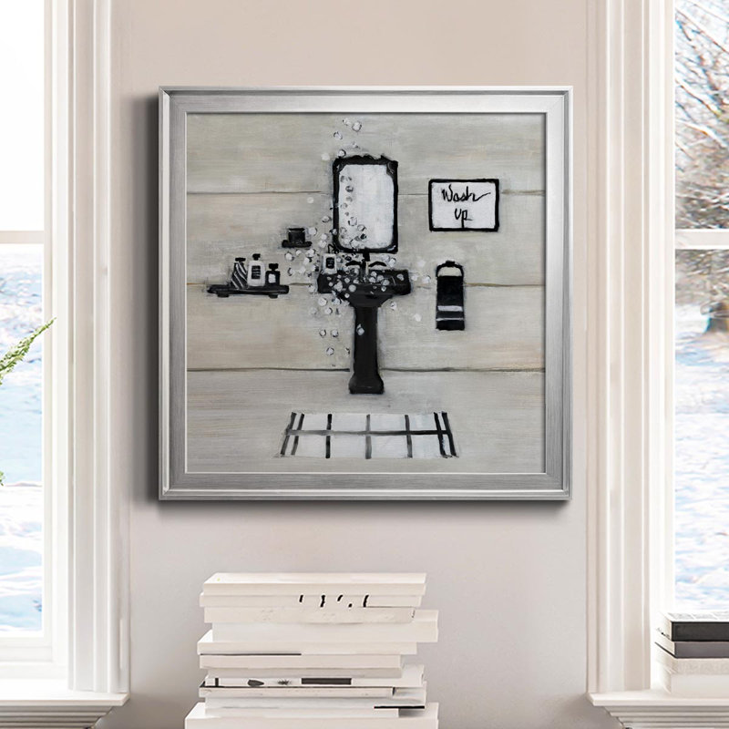 Wash Up Bath - Toile encadrée de qualité supérieure - prête à être accrochée, Argent, H 30,5 po x l 30,5 po x P 1,5 po