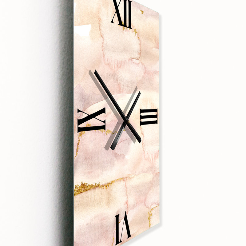 Horloge murale pastel abstraite avec taches beiges et jaunes, Petit