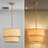 18 in 5-Light Boho Farmhouse Height Adjustable Pendant Light with Double-layer Natural Woven Linen Shade-1612128133