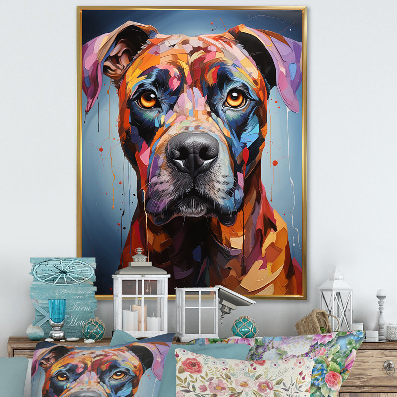 Boxer Boldness sur toile, H 32 po x l 24 po x P 1 po, Cadre flottant doré