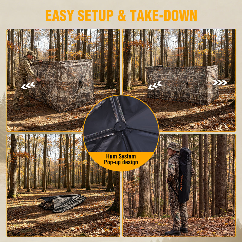 Hunting Blind with Carrying Bag（4 Panel, Mimic Camo）