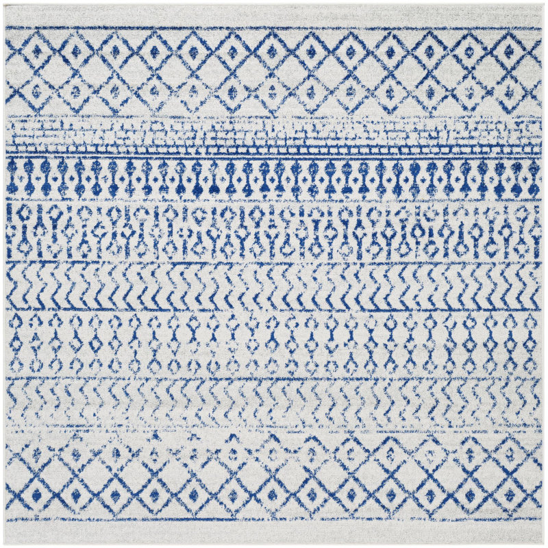 Bernhard Global Blue/Ivory Area Rug, Square 4'