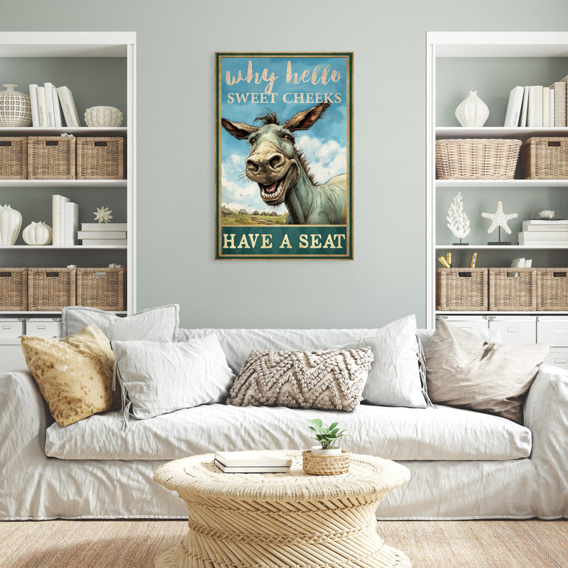 «Donkey pourquoi bonjour bonbon joues» - 1 pièce rectangle Donkey bonjour bonbon joues sur toile