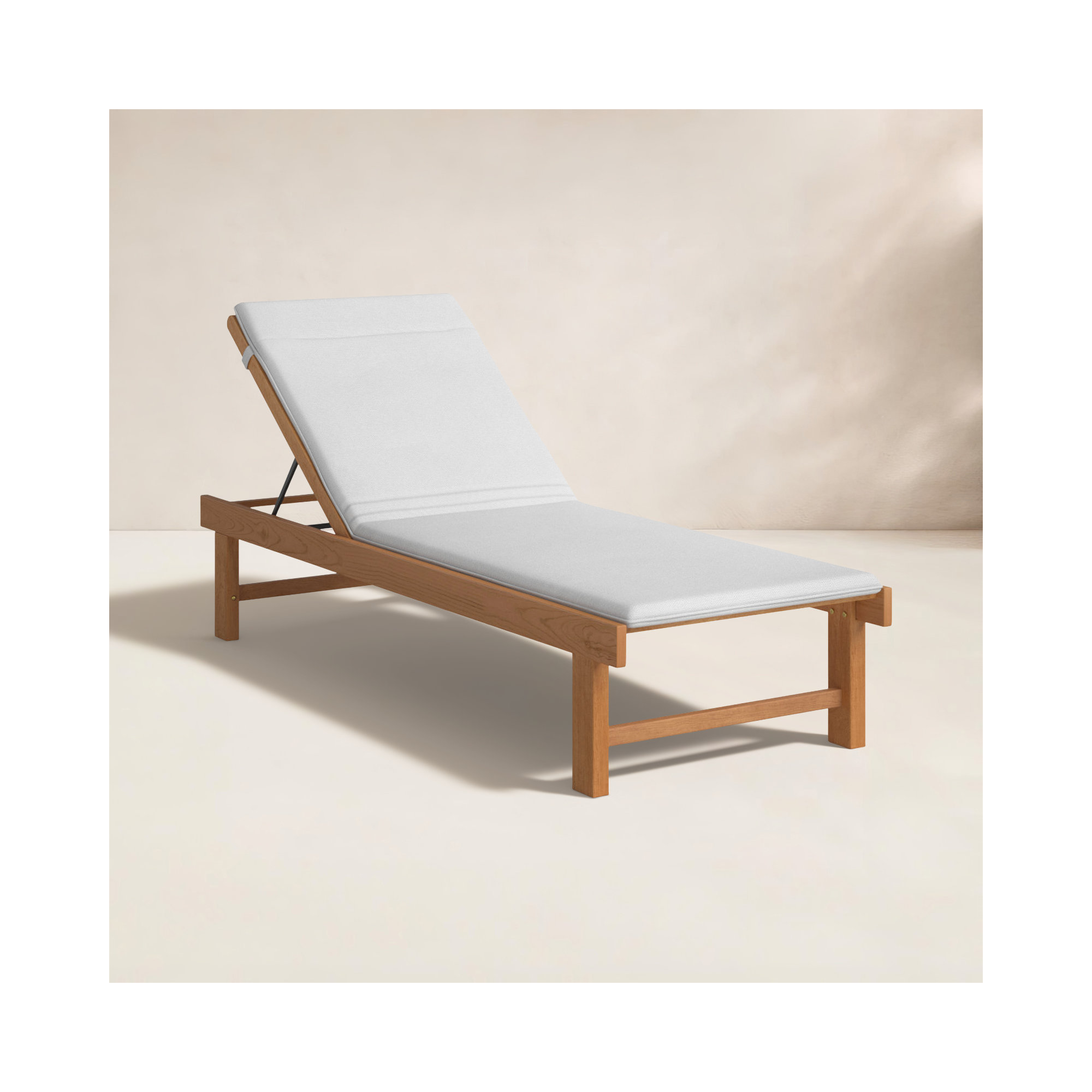 Arnoult Teak Reclining Single Chaise with Cushions