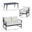 Ensemble de meubles de patio 4 pièces, ensemble de conversation en aluminium, ensemble de canapé de jardin avec fauteuils, causeuse, table basse centrale et coussins