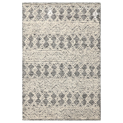 Multi Sizes Black Hand Tufted Wool Transitional Geometric Oriental Area Rug