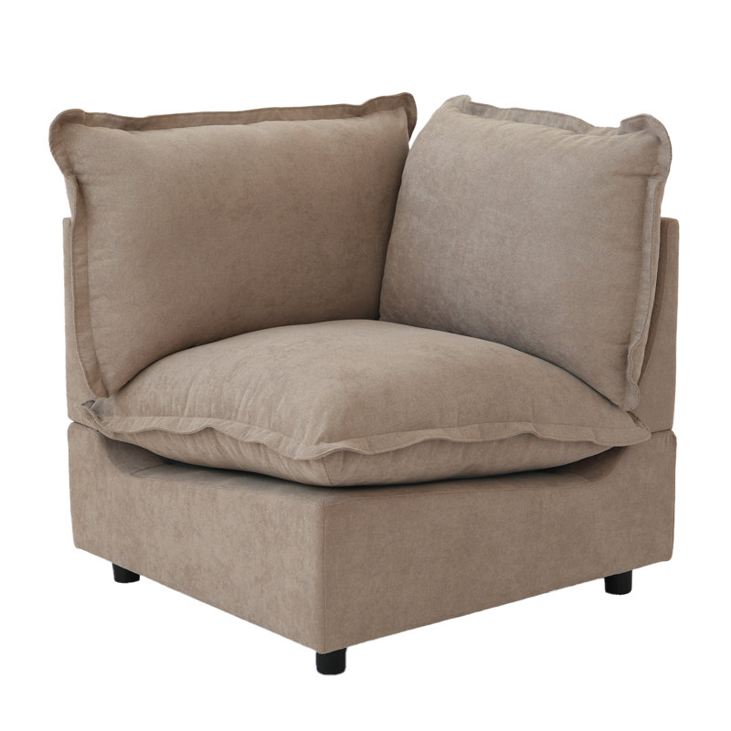 Chaise Conner rembourrée en tissu de lin moderne Moncada, Kaki