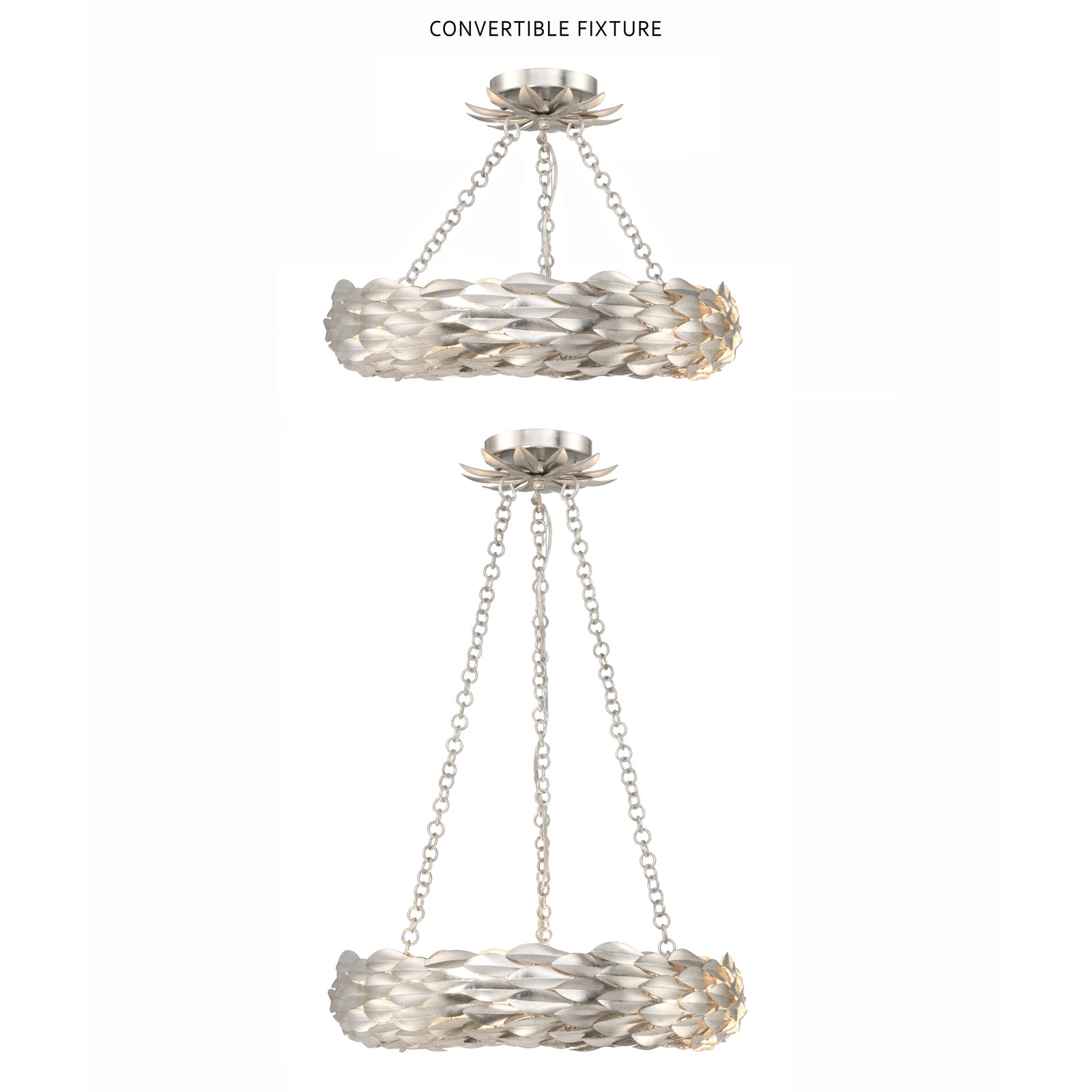 6 - Light Dimmable Chandelier, Antique Silver
