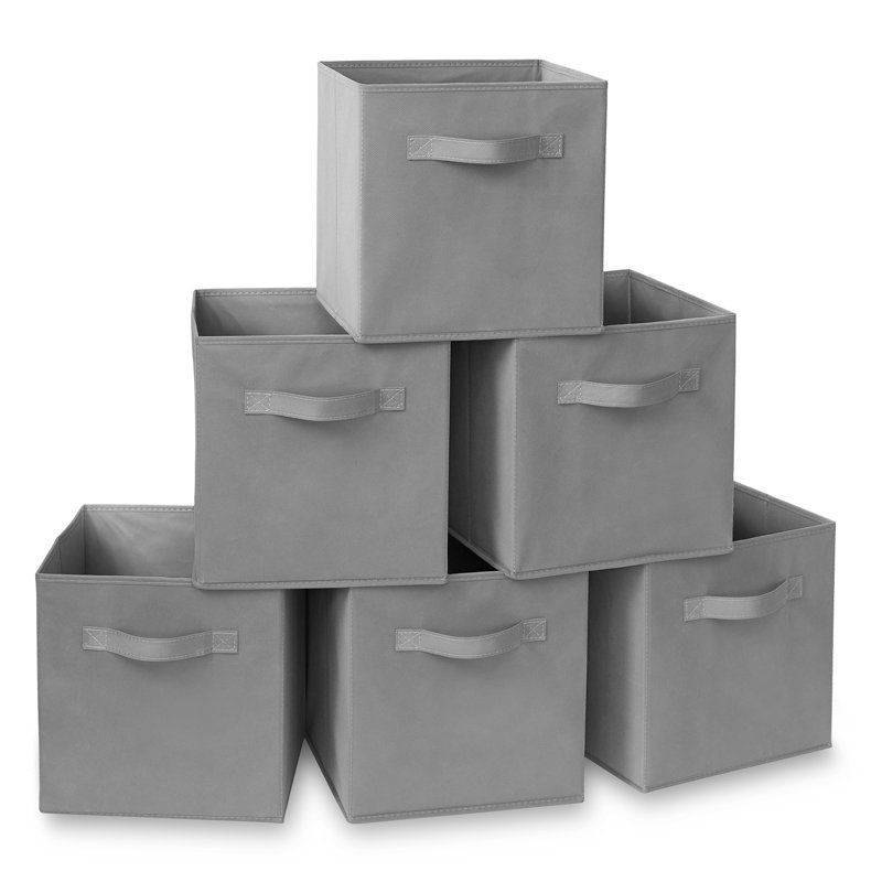 10.5" L x 10.5" W x 11" H Collapsible Fabric Cube Storage Bins, Gray