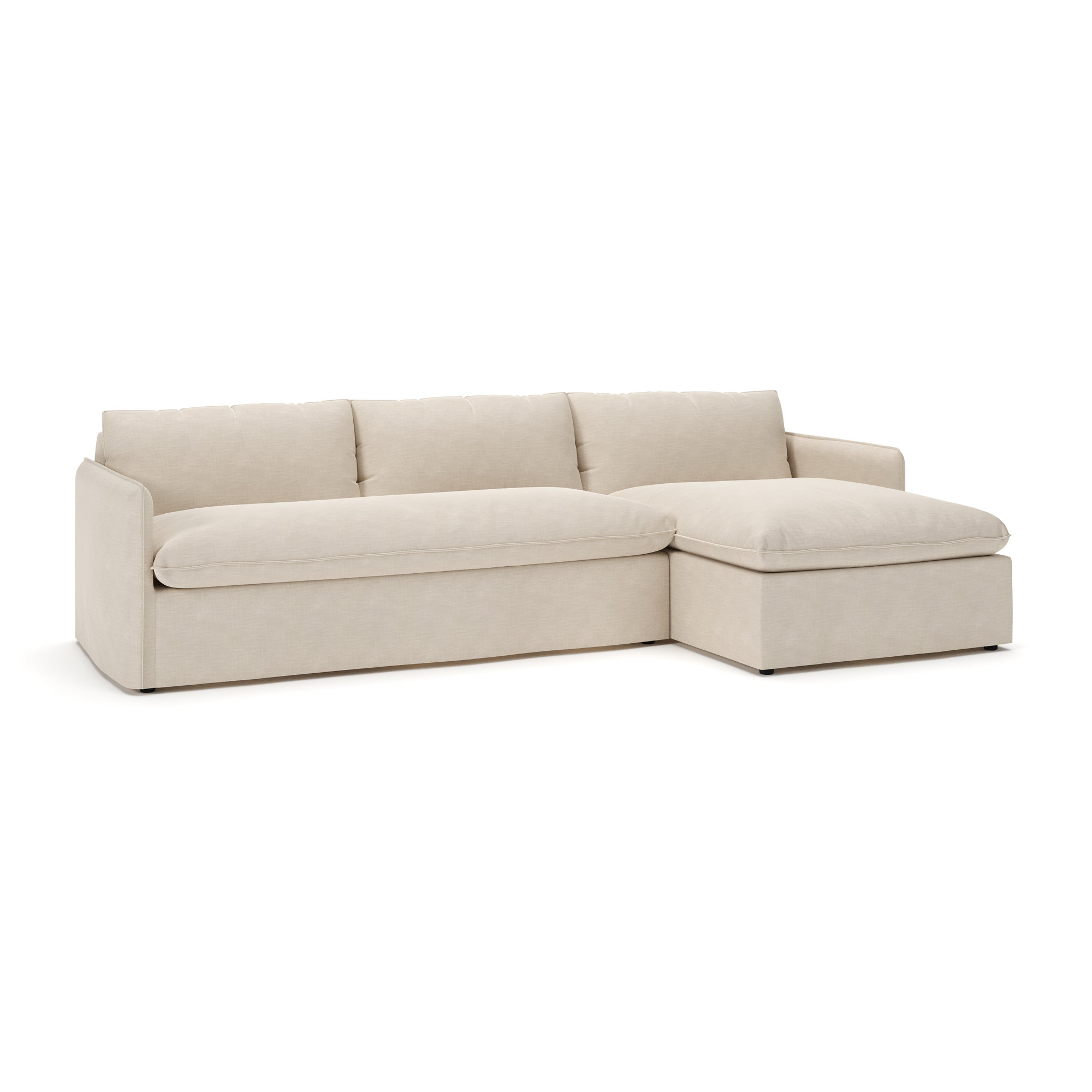 Bellatrix Upholstered L-Sectional, Conversation Ivory Basketweave, Right Hand Facing