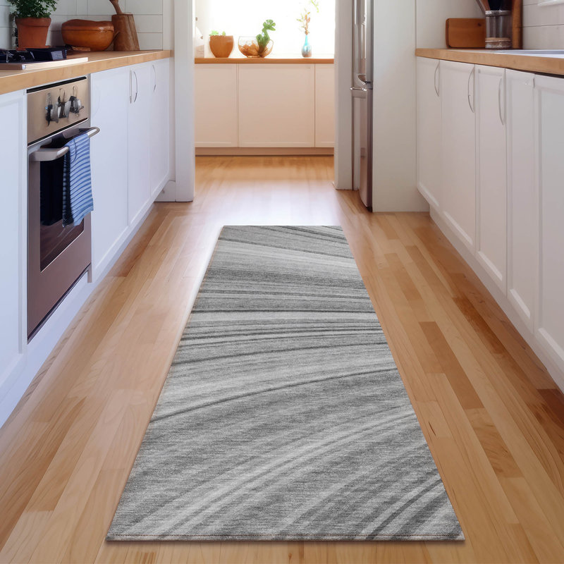 Premium Machine Washable Cerrito AMF585 Gray Rug, Runner 2'3" x 7'6"