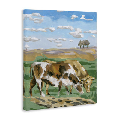 Cattle Pair in Farmland Canvas Wall Art by Melissa Wang -  Rosalind Wheeler, 90656D9AFC534B3BA7300734F4046B0D