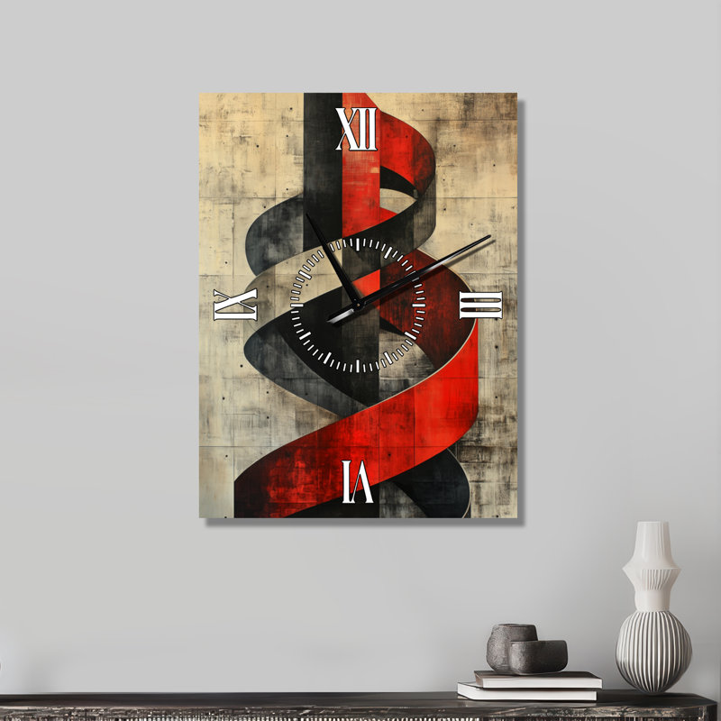 Tour du Nouvel Âge I - Horloge murale industrielle en métal noir, 32" H x 24" W - Rectangle