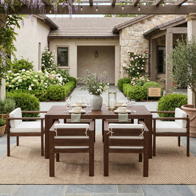 7-Piece Patio Dining Table Set for 6, Outdoor Furniture Sets with 72.83"Rectangle Table, Patio Table and Chairs Set with Cushions for Backyard, Garden, Poolside