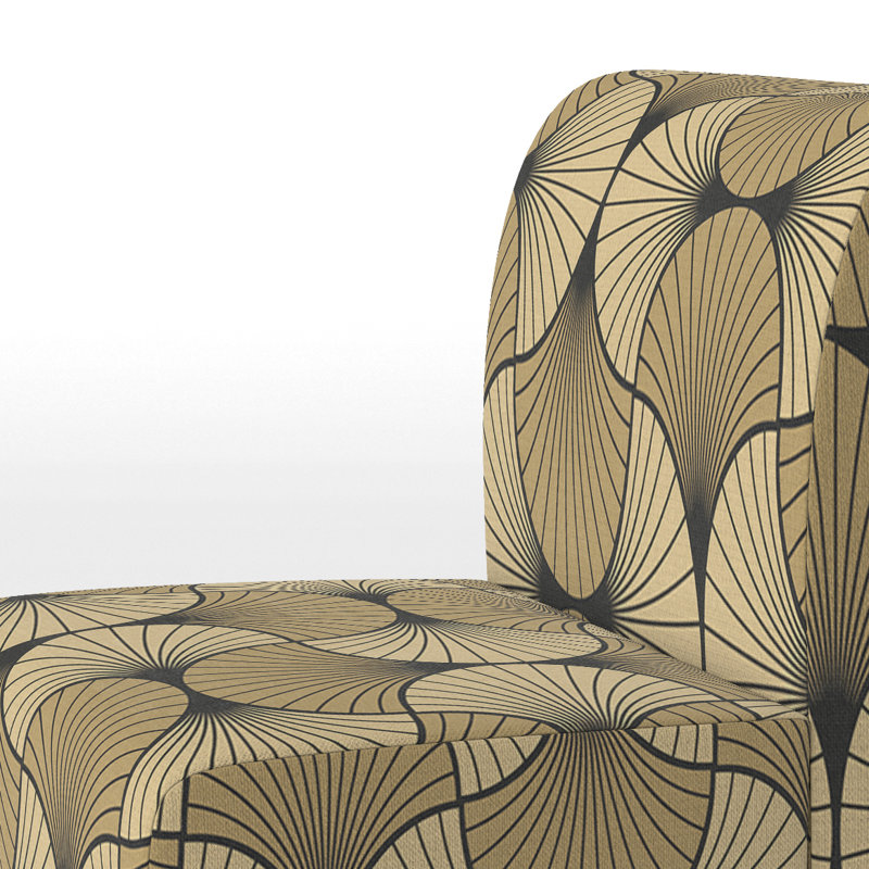Brechta Vibrant Curve Design II - Velvet Upholstered Modern Slipper Chair, Brown/Black