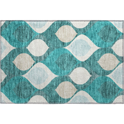 Premium Machine Washable Lisse Teal Rug