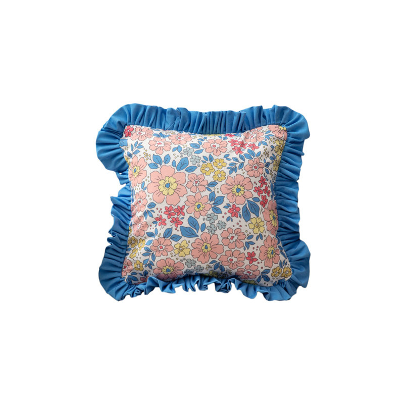 Housse de coussin, Motif floral bleu