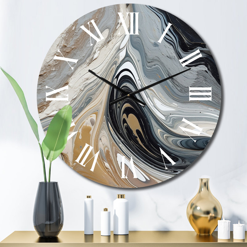 Grey Black Aqua Symphony Metal Wall Clock, Small