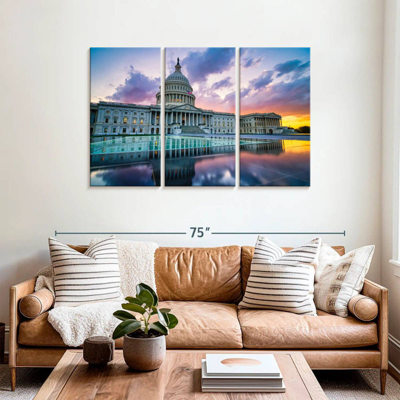 Lilie US Capitol Sunset Reflection, 36" H x 57" W