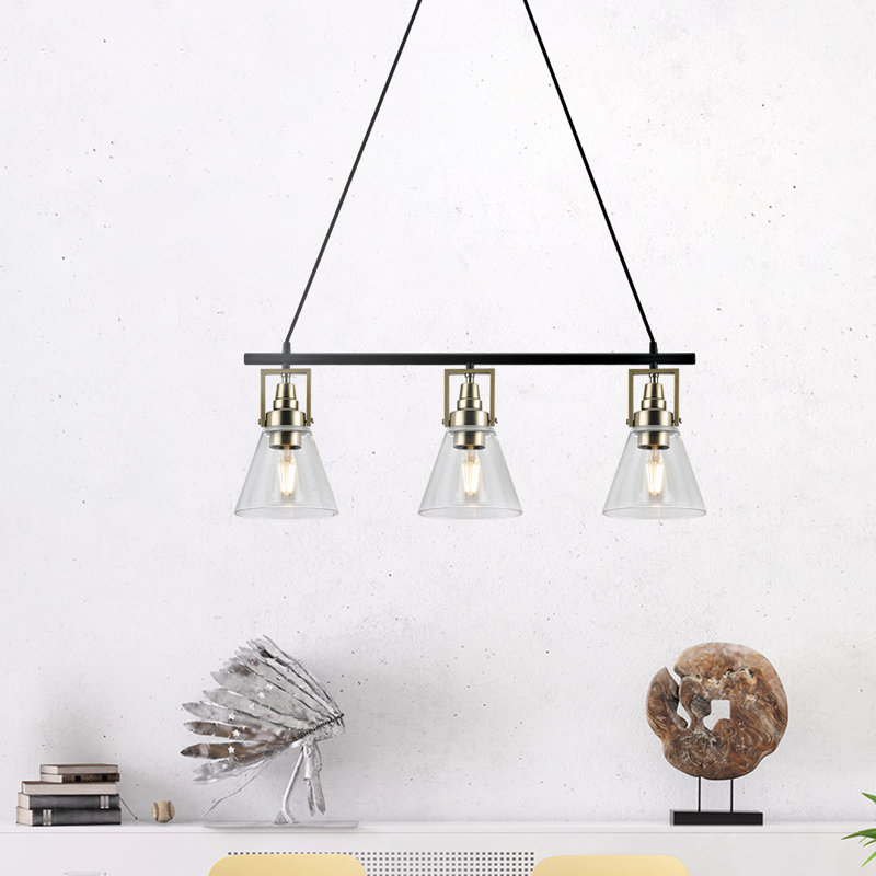 Luminaire suspendu linéaire pour îlot de cuisine à 3 lumières ConCo