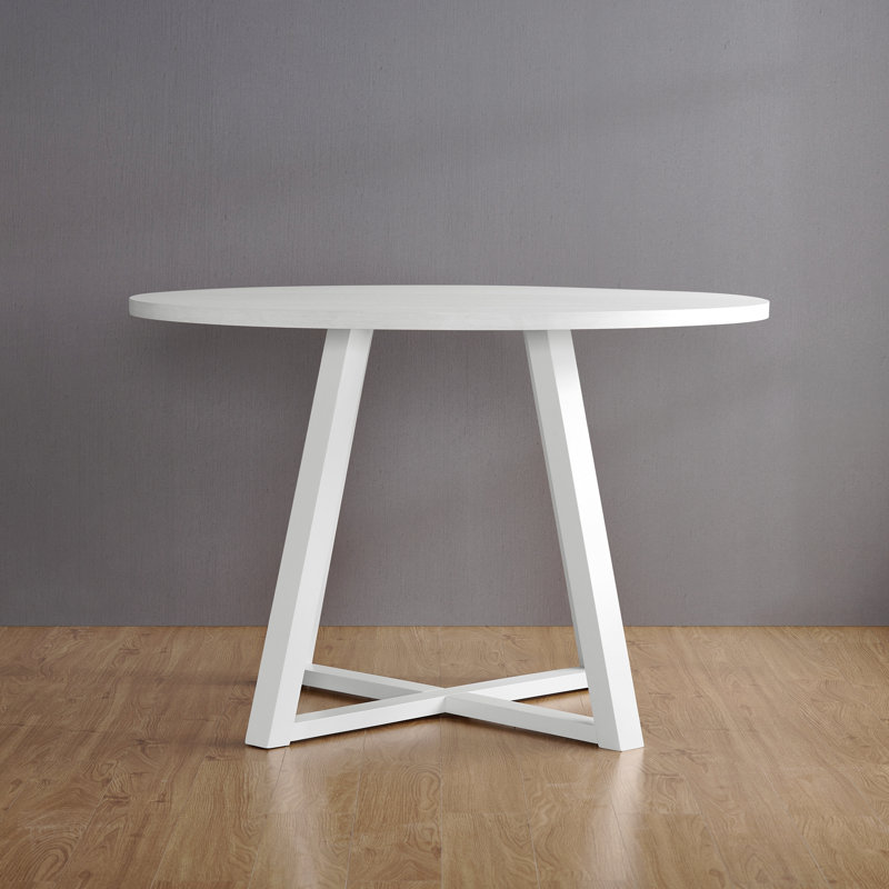 Contemporary Round Dining Table, Trestle Base