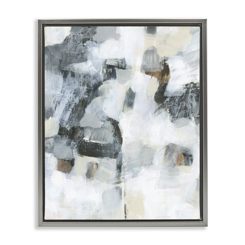 Grey & White Abstract Pattern Framed Floater Canvas Wall Art By Melissa Wang, Luster Gray Floater Frame, 31" H x 25" W