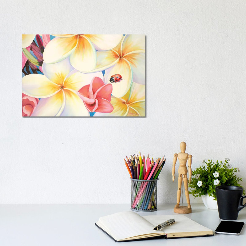 Lady Bug In The Plumeria Tree by Laura Curtin - Wrapped Canvas Painting, 20.32 cm H x 30.48 cm W