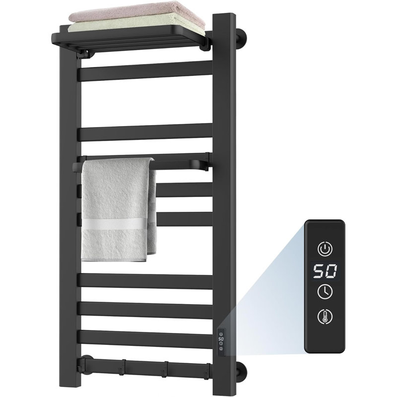 Electric Smart Towel Rack with Top Shelf - Wall-Mounted Towel Warmer