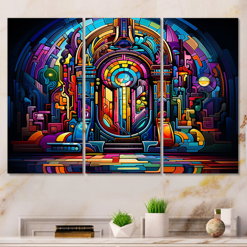 Multicolor psychedelic Jukebox Sound - Jukeboxes, art mural, Toile tendue, H 32 po x l 48 po x P 1 po
