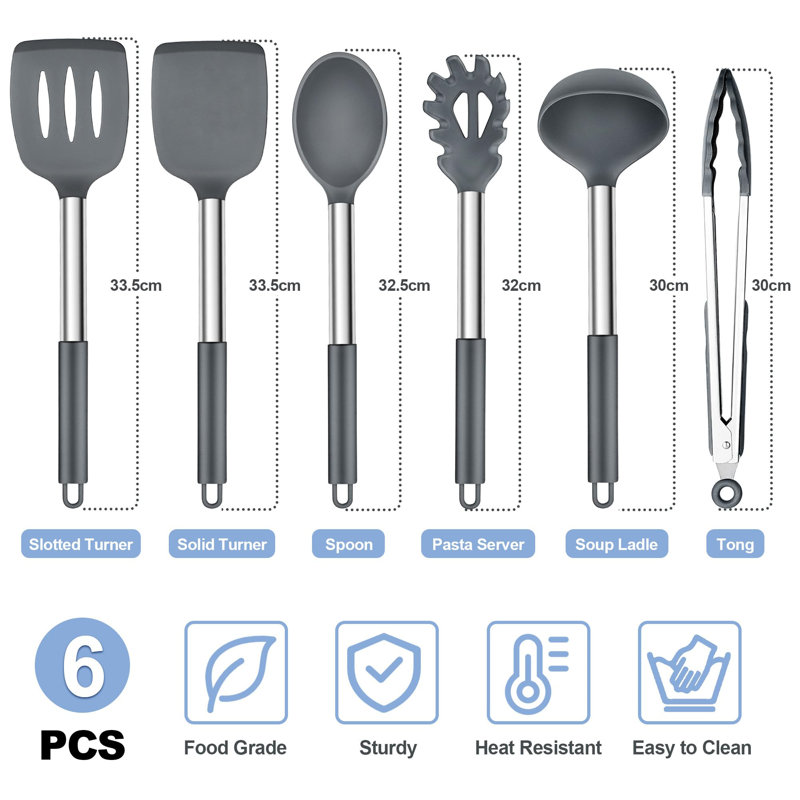 Fleur De Lis Living Roan Utensil Set, Grey