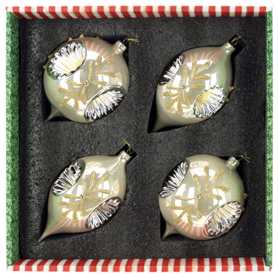 Scrolled Reflector Ornament, Box Of 4 - 4 Inches