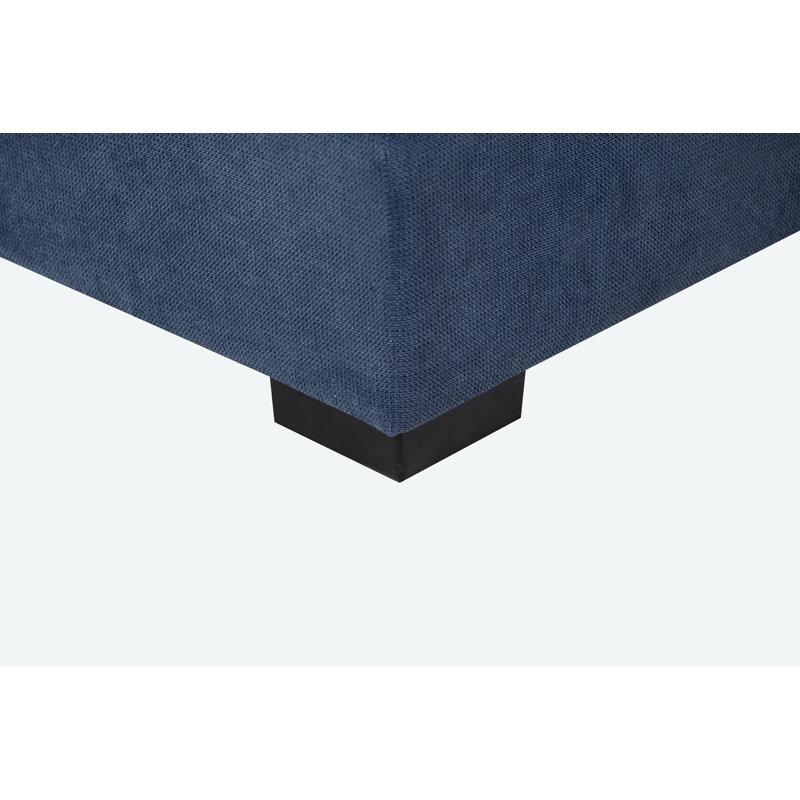 Canapé et méridienne Ambrosio, Chenille bleu, Accoudoir à droite (vu de face)