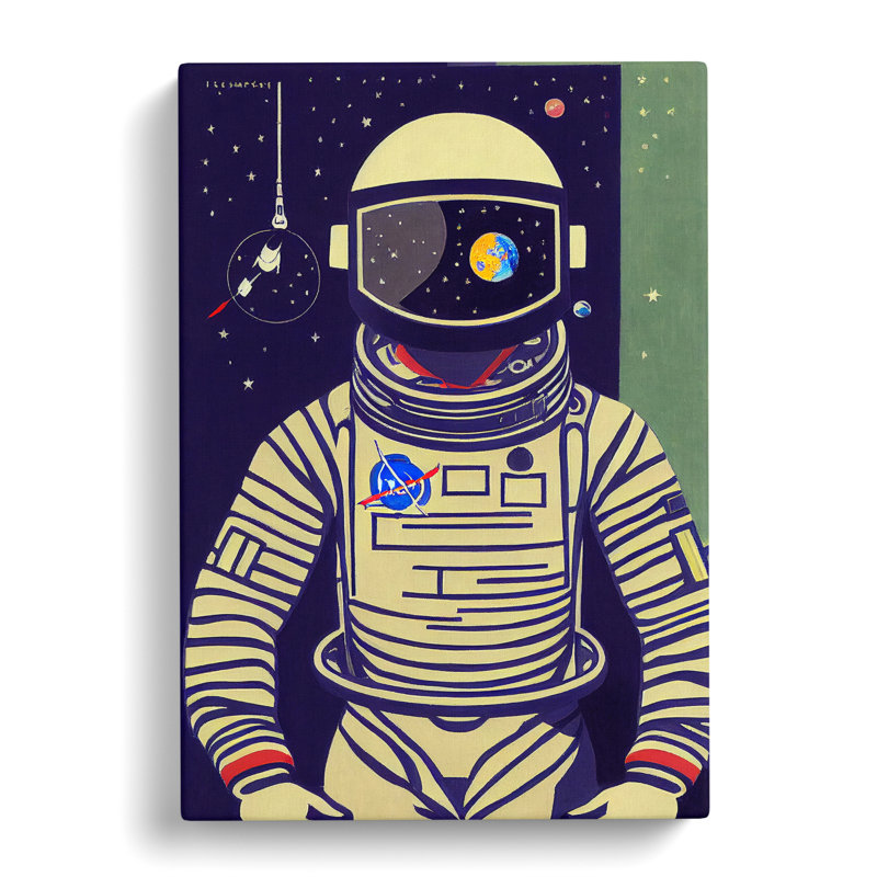 XC1022-3777X Retro Astronaut No.2 - Wrapped Canvas Print, 50cm H x 35cm W x 3cm D
