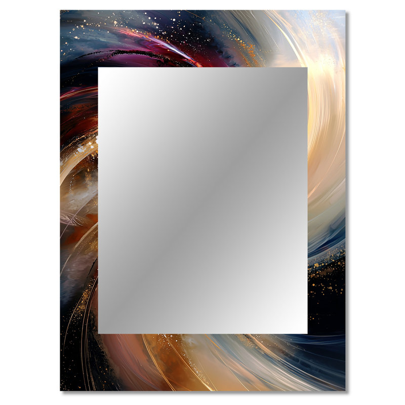 Abstract Spirals In Gold And Purple Tones II - Abstract Spirals Unique Wall Mirror, Modern Mirror, Printed Metal Art