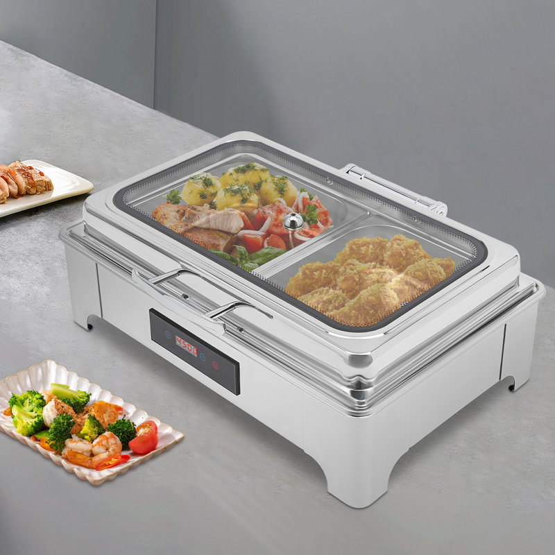 2.38Gal Electric Stainless Steel Chafing Dish Buffet Set With Temperature Control