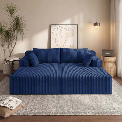 Canapé modulaire avec méridienne en forme de nuage, canapé modulaire moderne avec assise profonde, rembourré pour le salon et la chambre à coucher, aucun assemblage requis (tissu en velours côtelé moelleux)