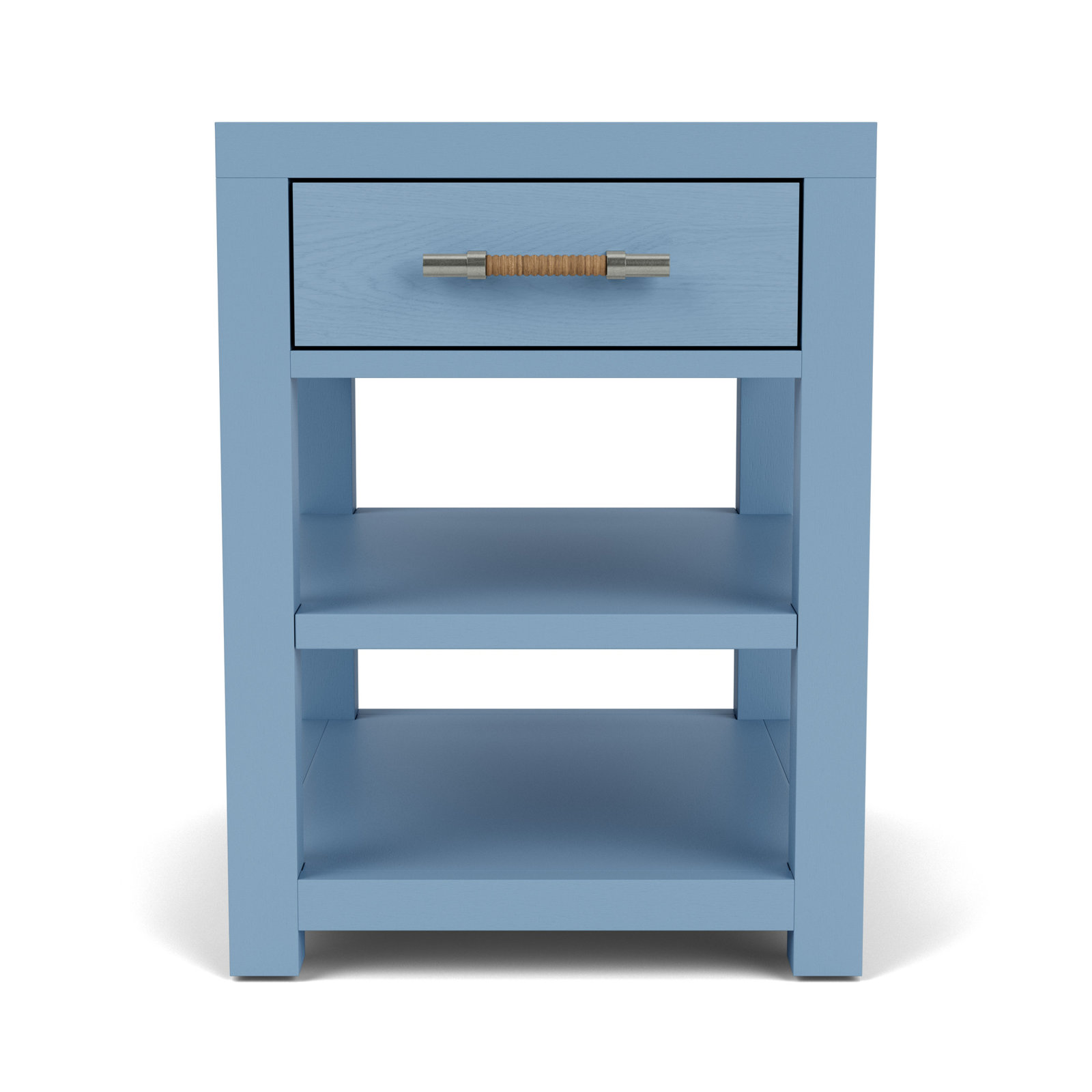 Silvia White Round End Table, Blue
