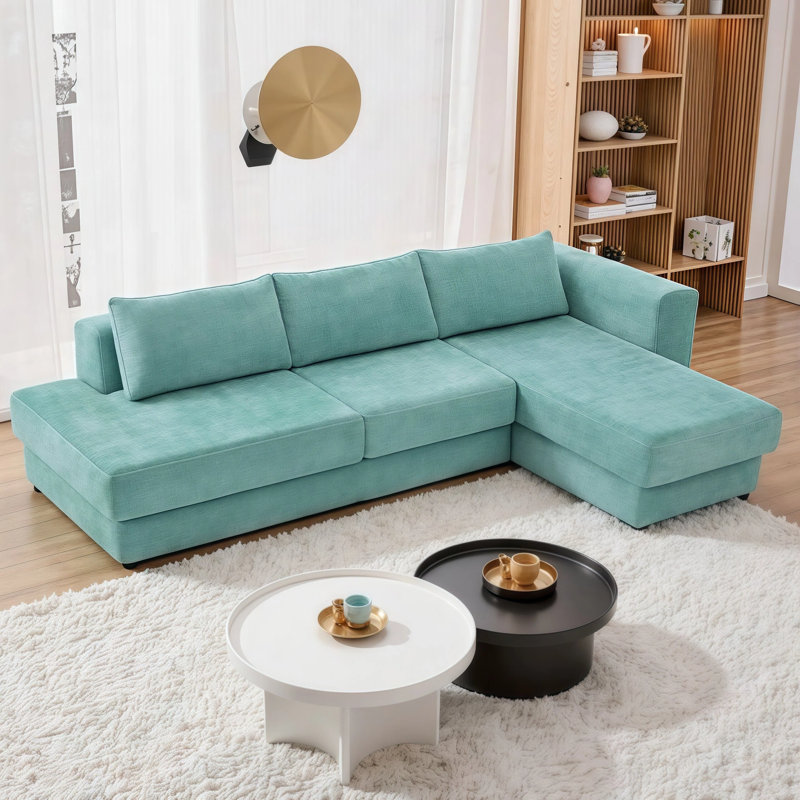 Ensemble de canapé modulaire en L CloudComfort - Canapé modulaire réversible en chenille avec coussins double couche, canapé d'angle de 113 po pour espaces de vie principaux